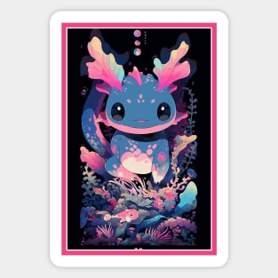 Cute Axolotl Anime Art Design | Cute Animals | Axolotl Hentaii Chibi Kawaii Design Sticker